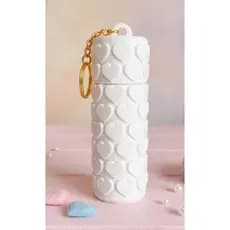 Porta Batom Luxo chaveiro com Textura de Corações Elegância e Praticidade 3D Multiuso