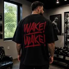 Camiseta Oversized Wake Wake Premium Fitness Streetwear Academia 100% Algodão Masculina Feminina Pump Cover Top Gym