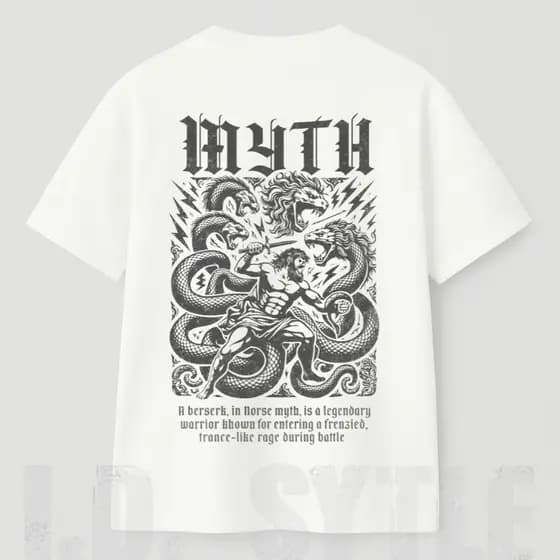Camiseta Streetwear Oversized Warrior MYTH Camisa 100% Algodão Premium Academia masculina Feminina Top Gym