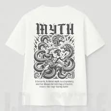 Camiseta Streetwear Oversized Warrior MYTH Camisa 100% Algodão Premium Academia masculina Feminina Top Gym