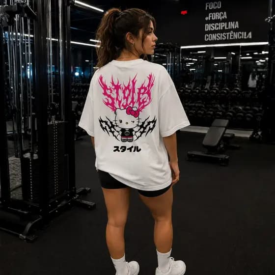 Camiseta Oversized Style Freaky Streetwear Academia 100% Algodão Camisa Estampada Anime Unissex Casual Premium Top Gym