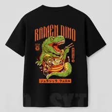 Camiseta Oversized Academia Ramen Dino Treino Pesado Camisa 100% Algodão Estilo Streetwear Premium