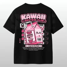 Camiseta Oversized Anime Kawaii Streetwear 100% Algodão Feminino Academia Casual Camisa Estampada Premium Gym