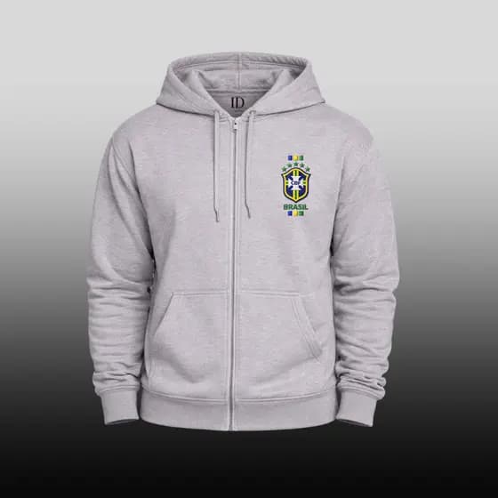Blusa Moletom com Ziper Seleção Brasileira Flanelado Premiun Grosso Casaco Quente Inverno Confortável Masculino Feminino