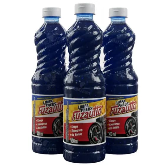 Limpa Pneus Pretinho Fuzautto 500ml Brilho Intenso Renova e Conserva os Pneus