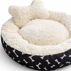 caminha de sherpa para pet fofinha com almofada de ossinho