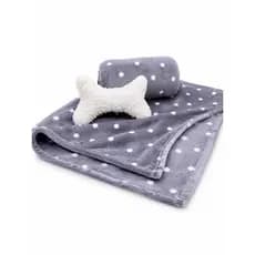 Manta Pet Poá + Almofada Ossinho | Macia e Aconchegante para Cães e Gatos
