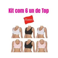 Kit 2,3,4,6 Sutiã Top GG Hanes Alças Largas 5762 sem costura Original Zorba