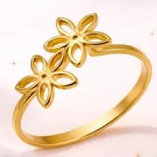 Anel Aço Inox 316L Dourado com Flores