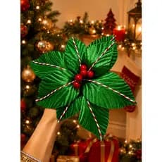 Flor de Natal Poinsetia Listra Verde Vermelho
