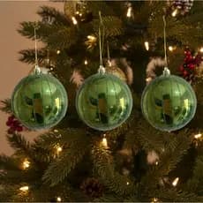 Kit 3 Bolas De Natal Verde Perolada 10cm Decoração Árvore