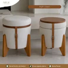 Puff 3x1 Premium Alto Padrão Decorativo Baú Organizador Banco Mesa de Centro para Sala Quarto Escritório