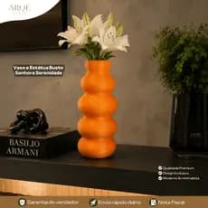 Vaso Laranja Venezia Arqé Decor Luxo Decorativo Sofisticado Moderno Elegante para Sala Quarto e Escritório