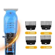 Máquina de Cortar Cabelo Profissional com LCD Smart Barbeador Elétrico Sem Fio e Design Transparente