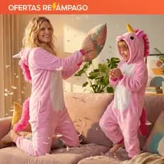 Macacão Pijama Infantil Adulto Unicórnio Dinossauro Rosa Kigurumi vários personagens
