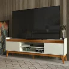 Rack Astúrias Para TV até 75 Polegadas Ripado 180cm 2 Portas e 2 Prateleiras Design Moderno