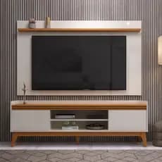 Rack Com Painel Para TV  Até 70 Polegadas Detalhe Ripado Astúrias 180 cm