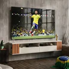 Rack Ripado Suspenso Luxo Para TV até 80 Polegadas Com Nichos e Portas