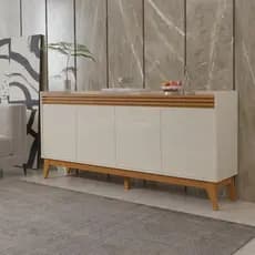 Buffet Aparador Ripado 4 Portas Armário Balcão Amsterdã 180cm  - Vianossa