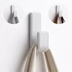 Kit Com 2 Ganchos Branco Suporte Resistente Com Fita Dupla Face Para Toalhas Roupas Acessórios