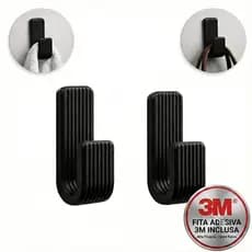 Kit 2 Gancho Preto Suporte Adesivo Resistente Parede Dupla Face Toalha para Quarto Cozinha Banheiro