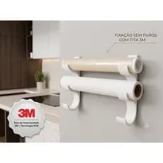 Suporte Organizador Papel Alumínio e Filme PVC Porta Armário Cozinha com Ganchos Fita 3M Sem Furos