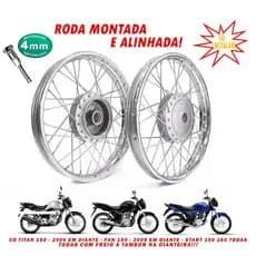 Par Aro Roda Raio 4mm Cg Fan Titan 150 Start 160 Tambor Dianteiro e Traseiro Alinhada (só montar)