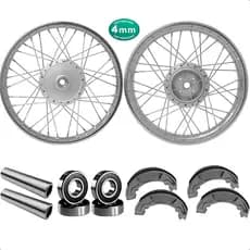 Par de Roda Aro Montada Cromada Raio 4mm Ybr 125 Factor Tambor Alinhada C/Rolamento/Lona/Espaçador