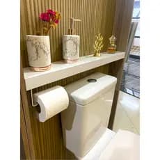 Prateleiras De Porcelanato C/Kit de Fixação e Suporte Porta Papel