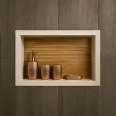 Nicho banheiro box Madeira Porcelanato/Cerâmica 30x50x11 borda de alumínio