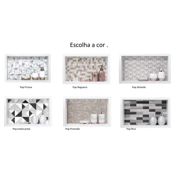 Nicho banheiro box, Porcelanato/Cerâmica 30x50x11 borda de alumínio.