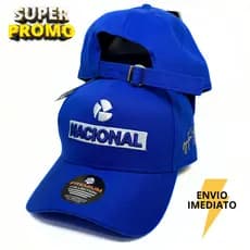 Boné Aba Curva Bordado Retro Ayrton Senna Banco Nacional Assinatura F1 Ajustável