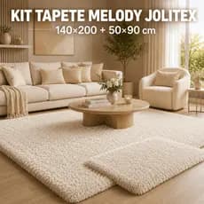 Kit Tapete Melody Jolitex Felpudo 2 Peças 140x200cm e 50x90cm Pelo Alto 26mm Macio Kit Sala Completo