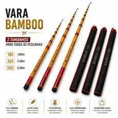 Vara Bamboo Albatroz 1.8m 3.6m 5m Telescópica Carbono Fibra Pesca Com Capa Original