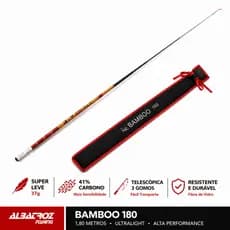Vara Bamboo 180 Albatroz 1,8m Telescópica Carbono Fibra Pesca Leve Média Com Capa Original