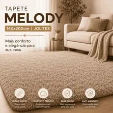Tapete Felpudo Melody 1,40x2,00m Pelo Alto 2,6cm Macio Luxo Sala Quarto Closet Decoração Moderna
