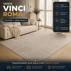 Tapete Sala Jolitex Vinci Roma Cinza 200x140cm Lavável na Máquina Antialérgico Dobrável Original