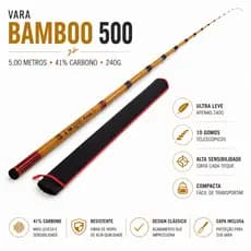 Vara Bamboo 500 Albatroz 5m Telescópica Carbono Fibra Pesca Leve Média Com Capa Original