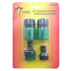 Kit Engate Rápido Ajustável P/Mangueira Com 4 Peças - Monaliza