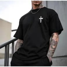 Camiseta Masculina 100% Algodão Premium Camisa Cruz Alta Qualidade