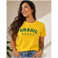 Camiseta Feminina T-Shirt Brasil Copa 2026 Algodão Lançamento