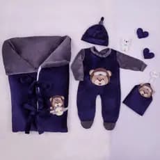 Saída Maternidade Bebê Menino Saco De Dormir Urso Aviador Plush