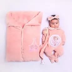 Saída de Maternidade Bebê Menina Bailarina Rosê Com Saco De Dormir Conjunto de Plush Recem Nascido