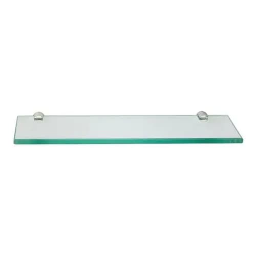 Prateleira 10x40cm De Vidro esverdeado Com Botão Metal