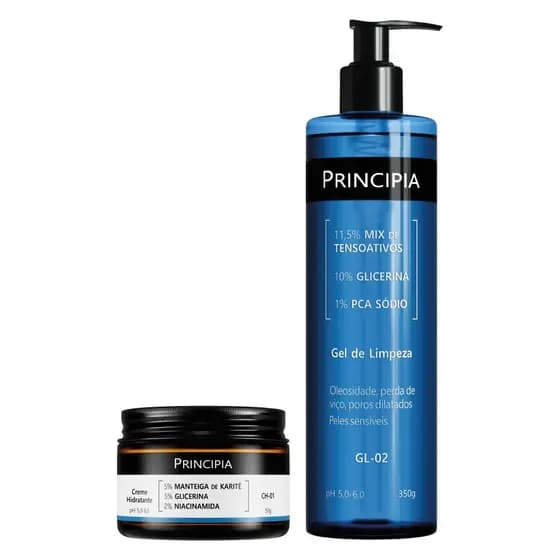 Principia Kit Todo Tipo de Pele Dia/Noite c/ Gel de Limpeza GL-02 + Creme Hidratante CH-01