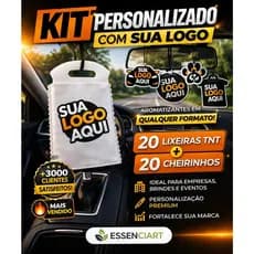 KIT PERSONALIZADO COM SUA LOGO | Aromatizante + Lixeira Carro | 20 UND | Brinde para Clientes