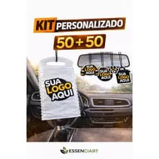 KIT PERSONALIZADO COM SUA LOGO | Aromatizante + Lixeira Carro | 50 UND | Brinde para Clientes