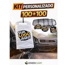 KIT PERSONALIZADO COM SUA LOGO | Aromatizante + Lixeira Carro | 100 UND | Brinde para Clientes