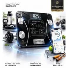 Balança Digital Bioimpedância Corporal 180KG Display Bluetooth Aplicativo Gratuito IOS para Android