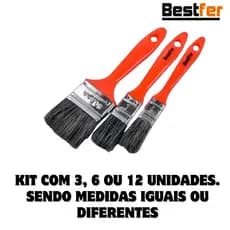Kit Trincha pincel Bestfer 3/6/12 unidades medidas variadas